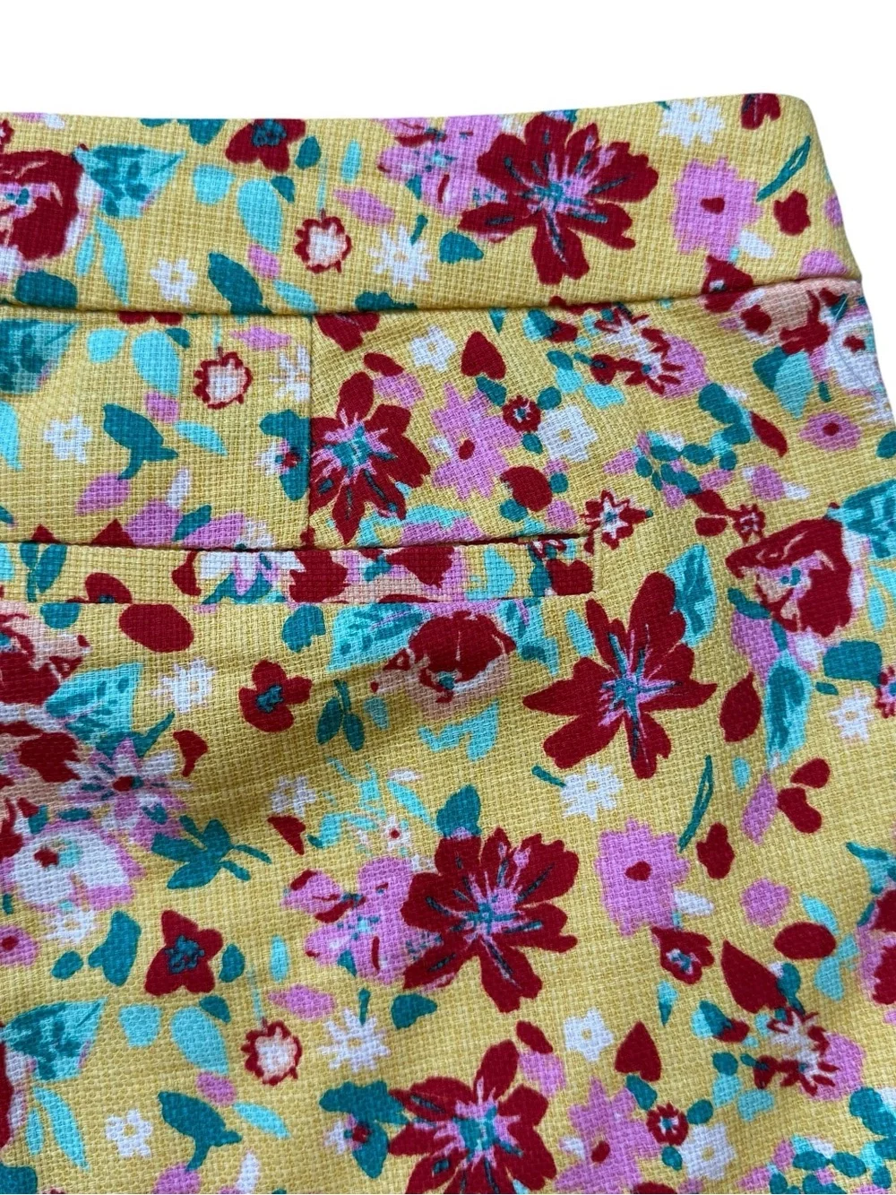 J.Crew Yellow Floral Cotton Shorts Cottagecore Preppy Summer Size 10 Vacation